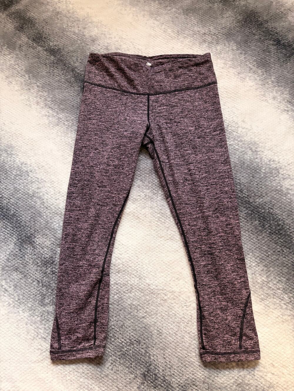 Yogalicious Purple Heathered Leggings Small Crop Strappy Cutout Yoga Activewear